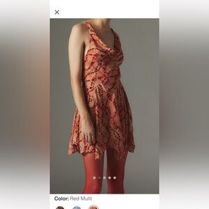 Silence + Noise Red and Orange Mini Dress